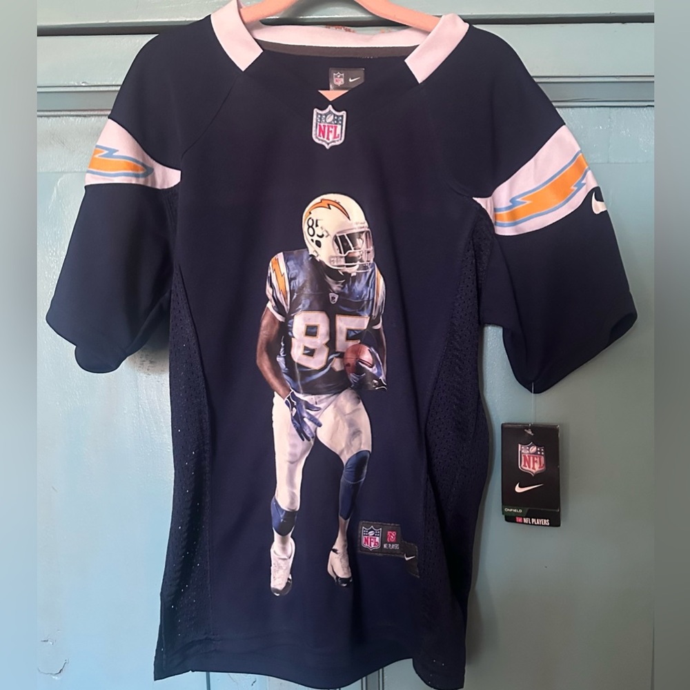 NFL Navy Chargers Kids Graphic Football Jersey with White and Yellow Accents